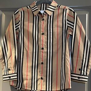 Burberry Kids Owen Check Stretch Cotton Shirt